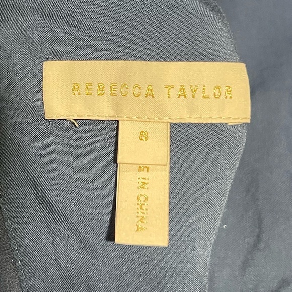 Rebecca Taylor 100% Silk Ruffle Mini Dress Glitter Gem Blue Dot Revolve, Size 8 - Picture 4 of 11